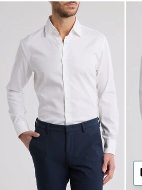 Boss White Dress Shirt with Spread Collar
